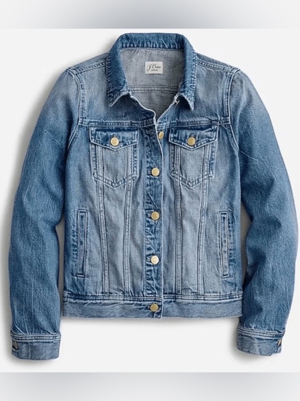 J. Crew  Blue DenimWash Classic Jacket with Silver Hardware 100% Cotton
